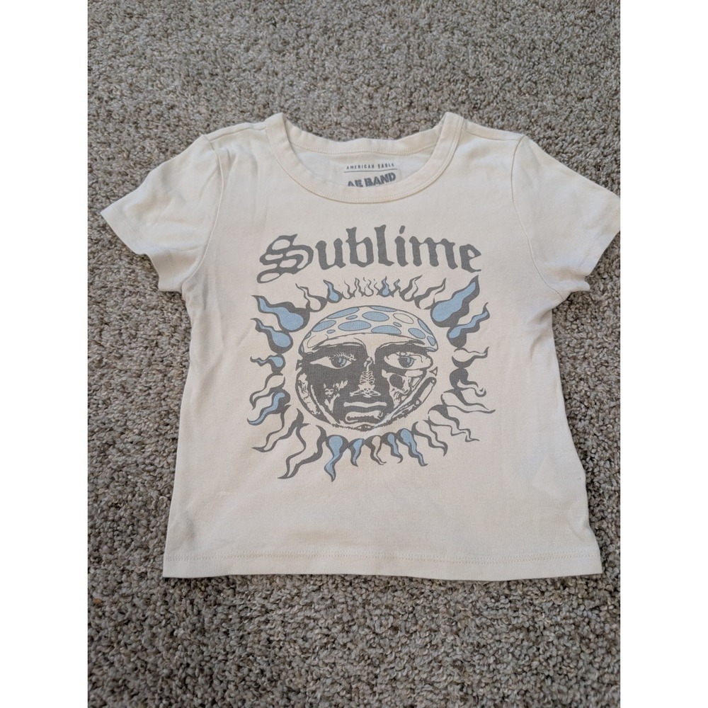 American Eagle Sublime Band Tee Cream Graphic Baby T-Shirt Small 2023